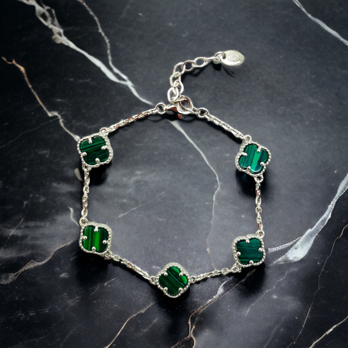 Bratara Argint 925 Malachite Flower [2]