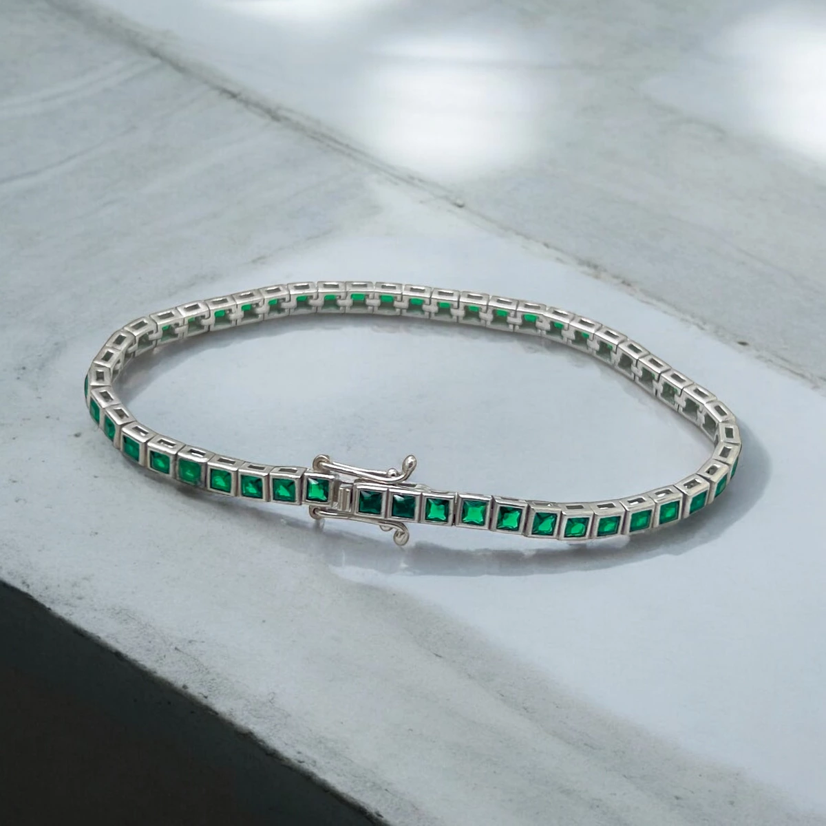 Bratara Argint 925 Tennis Green Zircon 2.5MM [2]