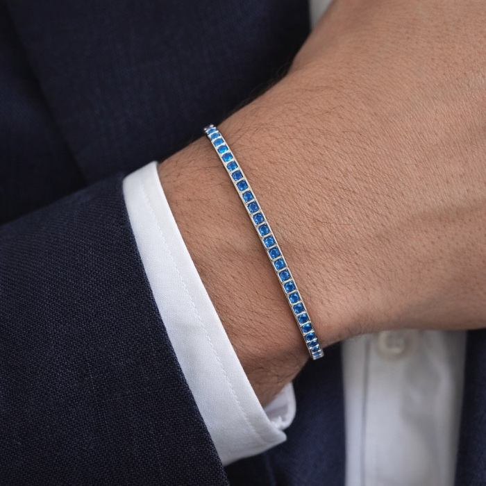 Bratara Argint 925 Tennis Turcoaz Diamond 2.5MM [2]