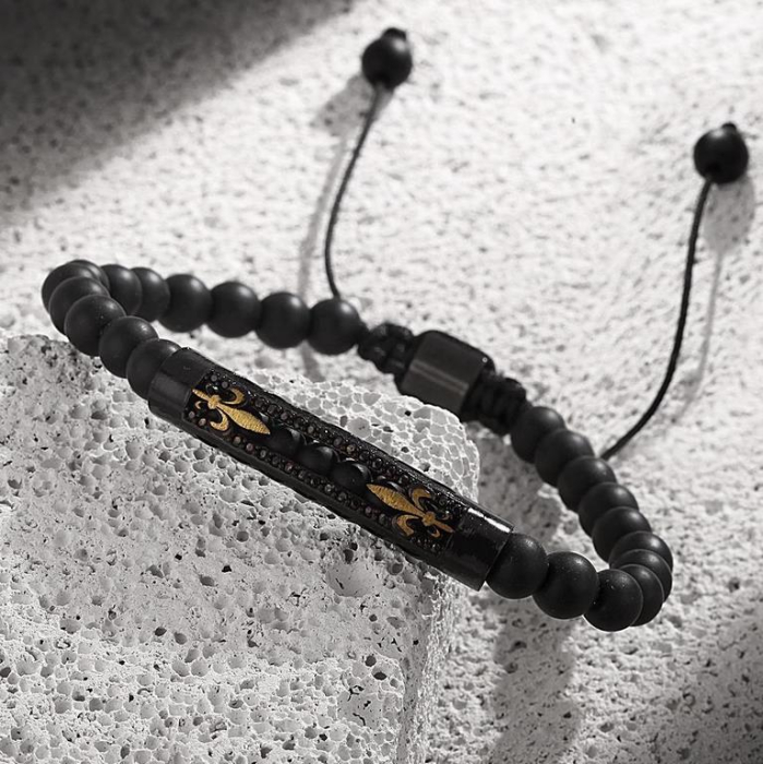 Bratara Brooks Black Beads Fleur de Lis [2]