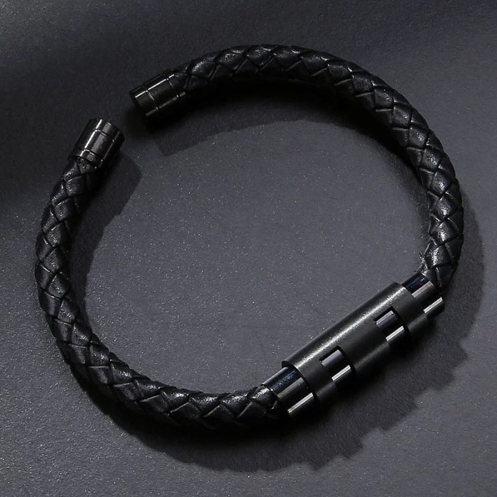 Bratara Brooks Black Leather Bangle 19 CM [3]