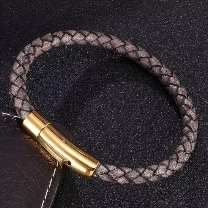 Bratara Brooks Brown Vintage Leather Gold Clasp [2]