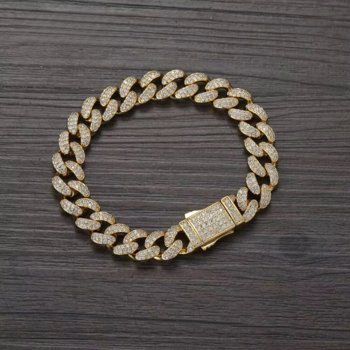 Bratara Brooks Cuban Gold Diamonds 8 mm [2]