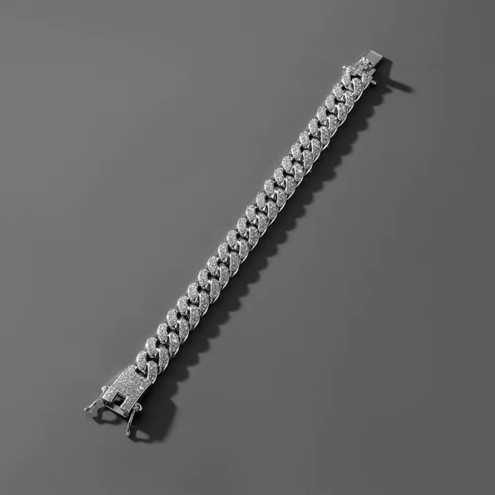 Bratara Brooks Cuban Silver Diamonds 12 mm [5]