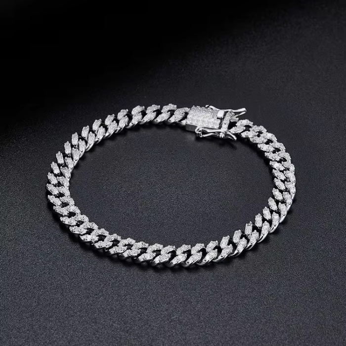 Bratara Brooks Cuban Silver Diamonds 8 mm [2]