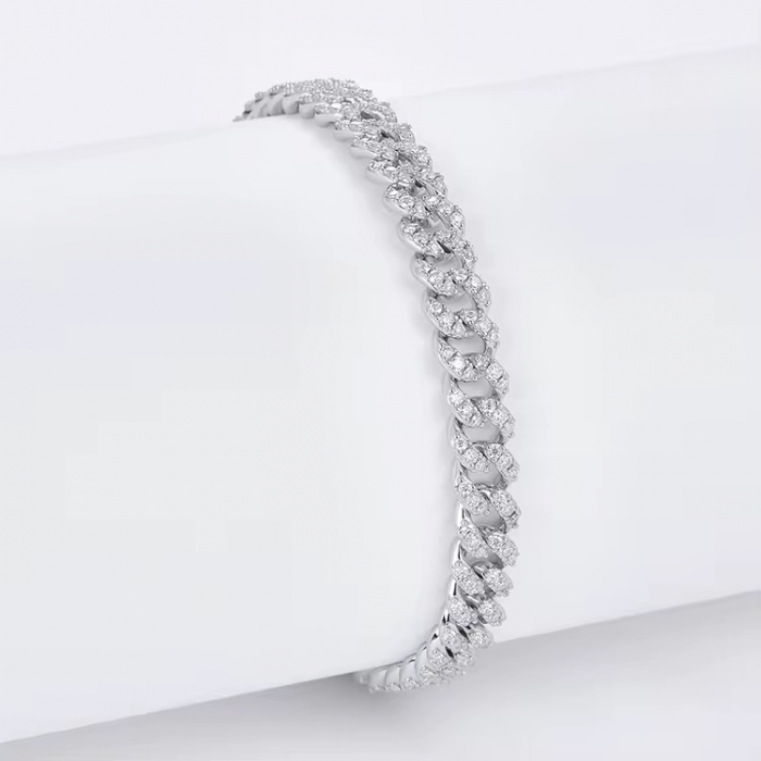 Bratara Brooks Cuban Silver Diamonds 8 mm [3]