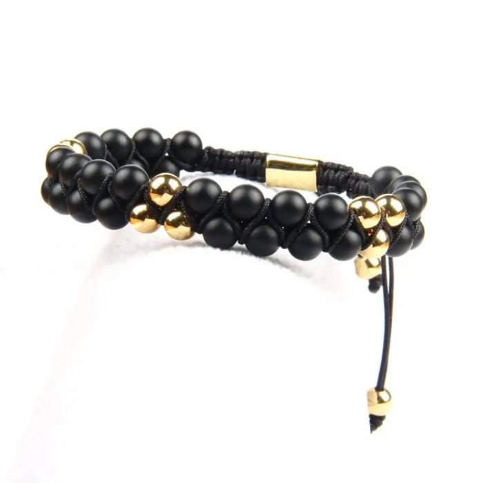 Bratara Brooks Double Row Beads Agate [2]