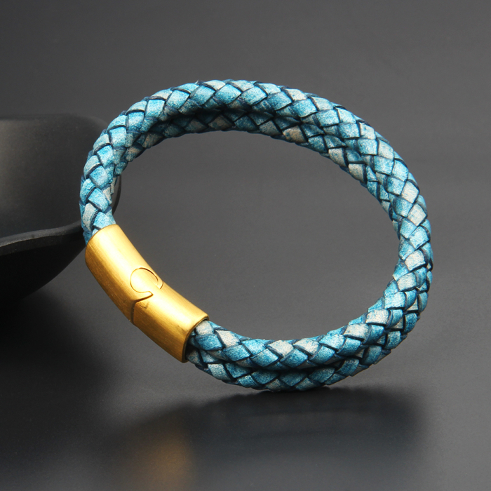 Bratara Brooks Double Vintage Blue Leather [2]