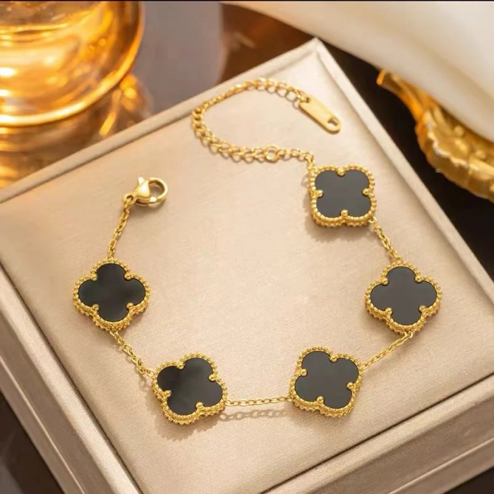 Bratara Brooks GoldBlack Flower [3]