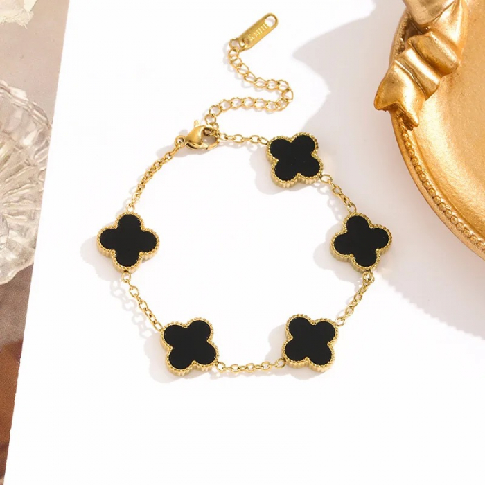 Bratara Brooks GoldBlack Flower [2]