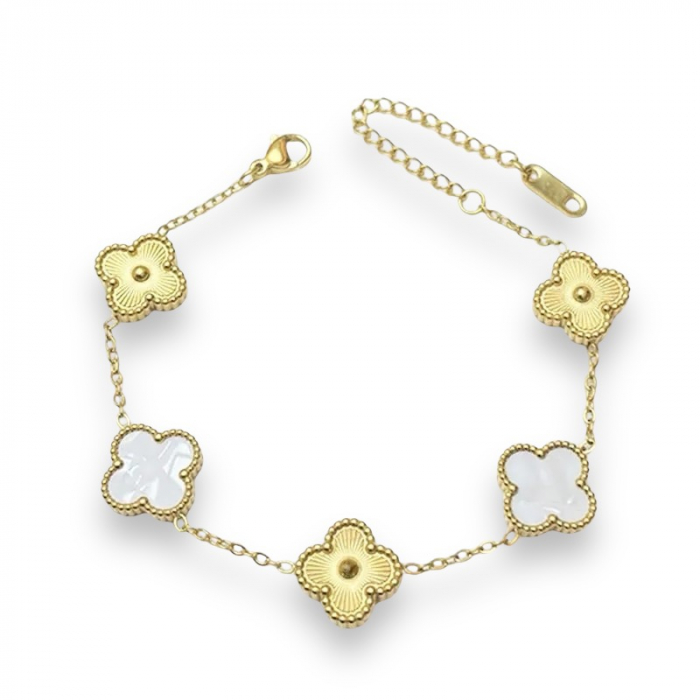 Bratara Brooks GoldWhite Flower [1]