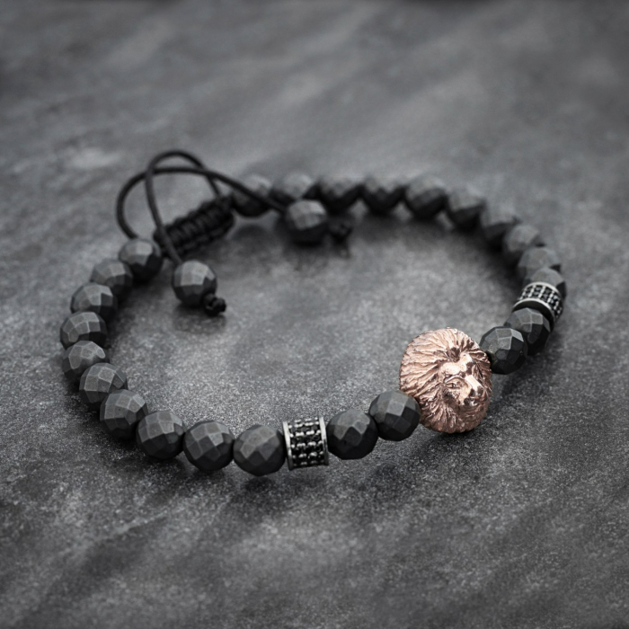 Bratara Brooks Gray Agate Lion Charm [2]