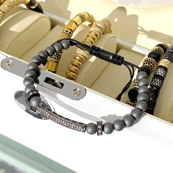 Bratara Brooks Gray Agate Tube [2]