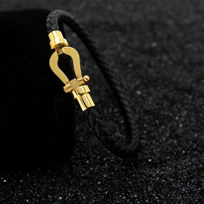 Bratara Brooks Leather Gold Anchor [2]