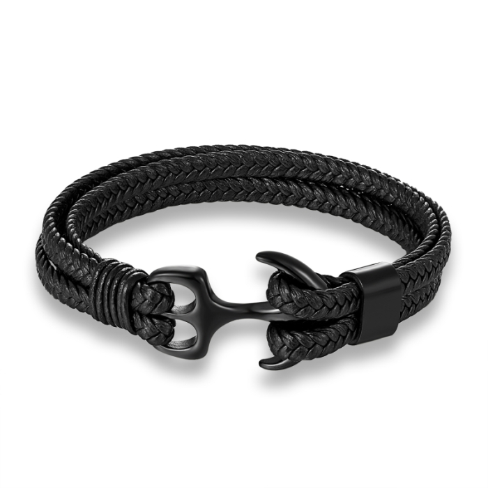 Bratara Brooks Leather Navy Black Anchor II [1]