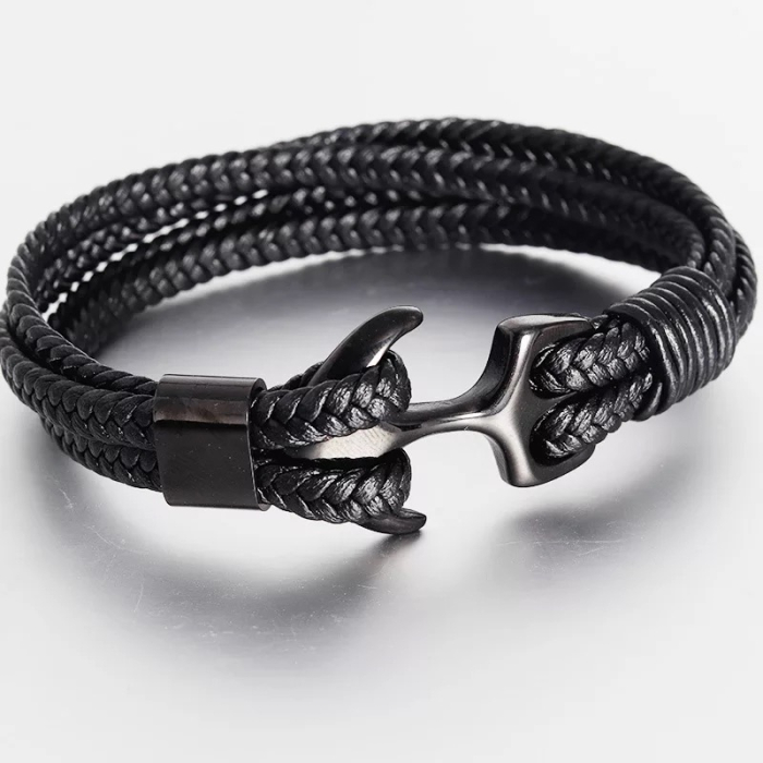 Bratara Brooks Leather Navy Black Anchor II [2]