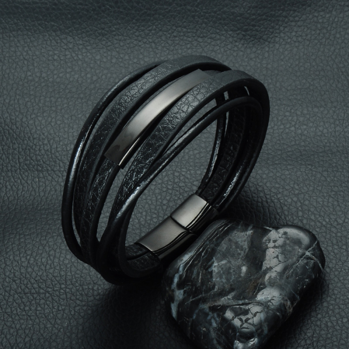 Bratara Brooks Multistrap Leather Black Tube [2]