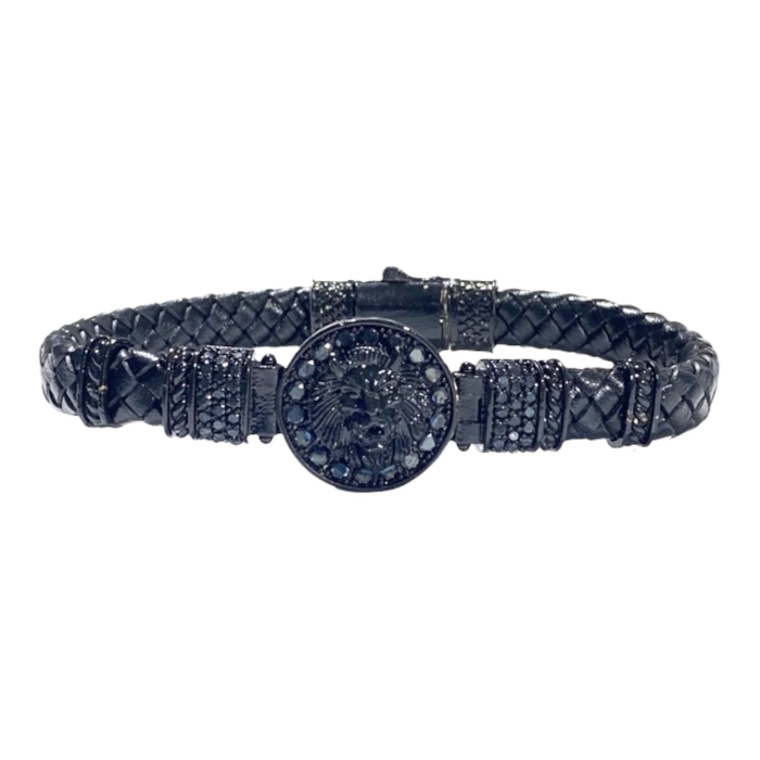 Bratara Brooks Piele All Black Lion 19CM [4]