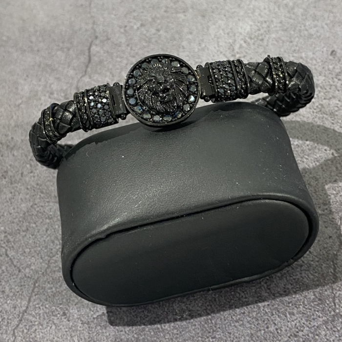 Bratara Brooks Piele All Black Lion 19CM [3]