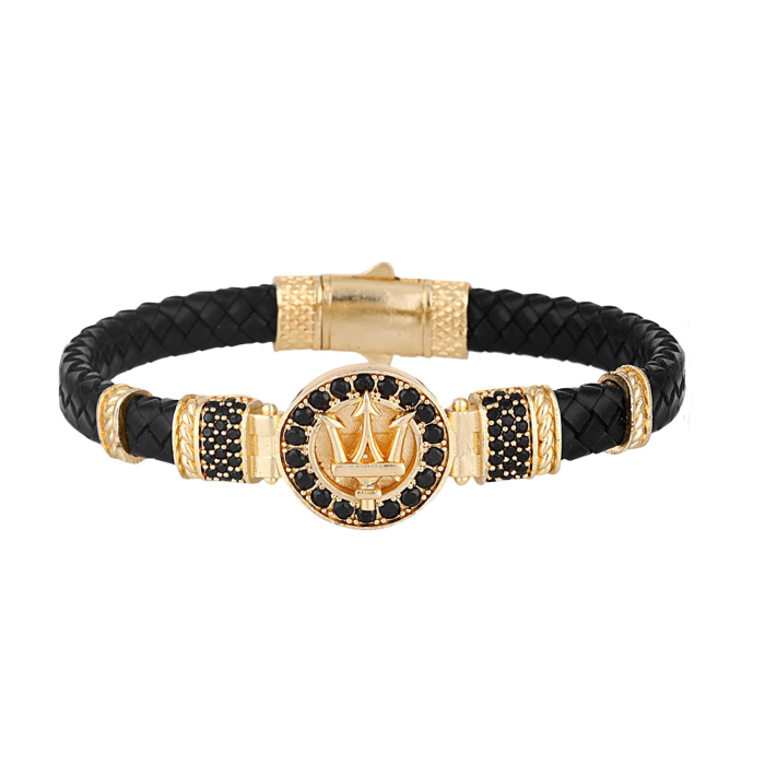 Bratara Brooks Piele Gold Trident [2]