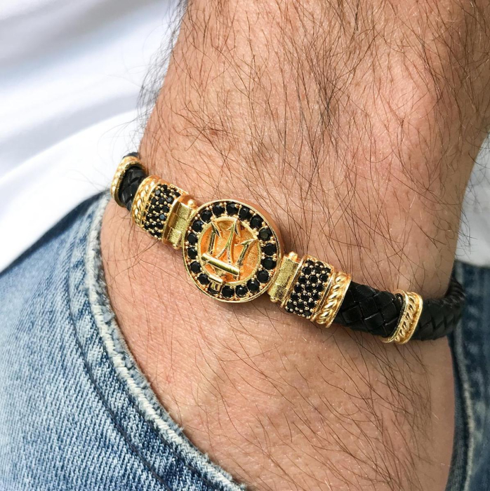 Bratara Brooks Piele Gold Trident [3]