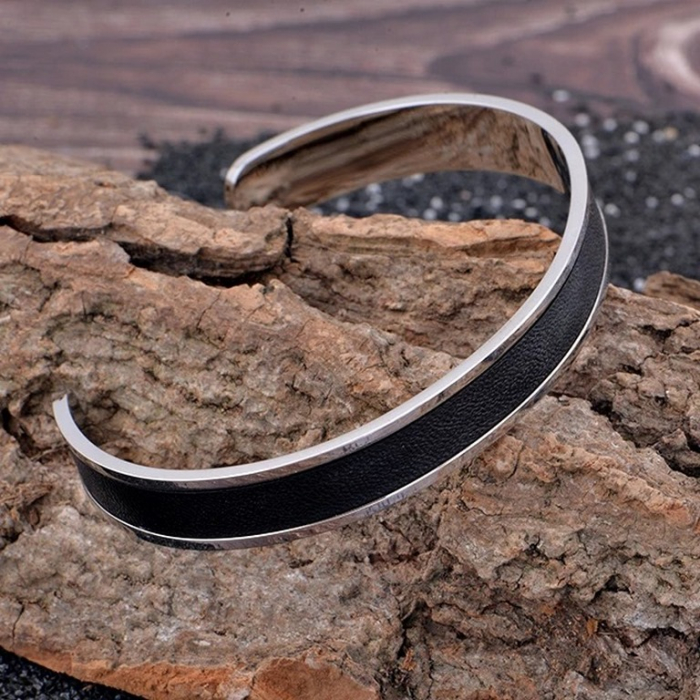 Bratara Brooks Steel Leather Bangle [2]