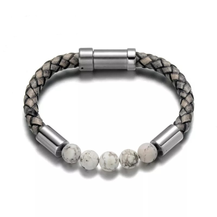 Bratara Brooks Vintage Leather Natural Stones [1]