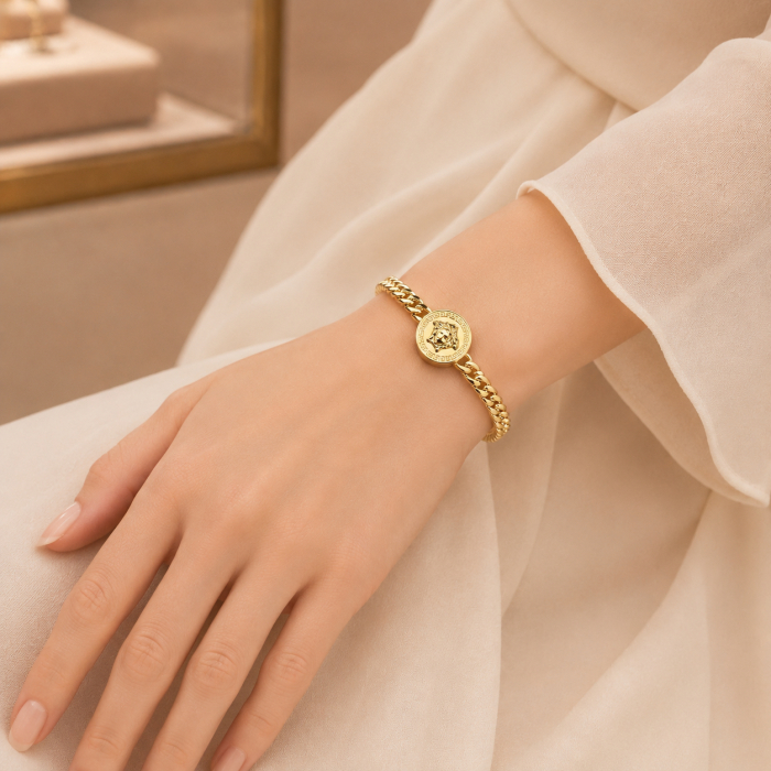 Bratara Dama Gold Cuban Medusa Plated 14K [2]