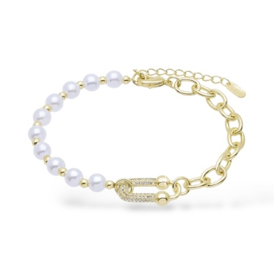 Bratara Dama White Pearl T-Design [1]