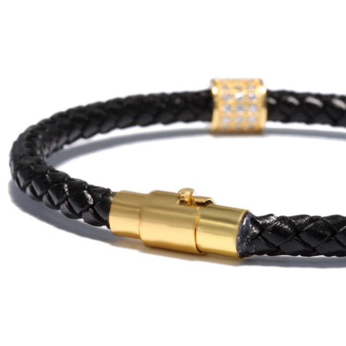 Bratara Piele Dama Brooks Zircon Gold [3]
