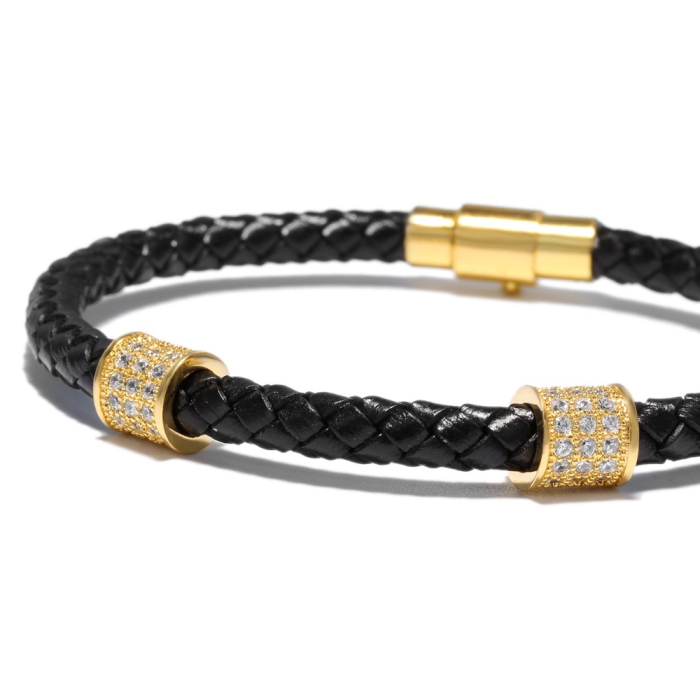 Bratara Piele Dama Brooks Zircon Gold [2]