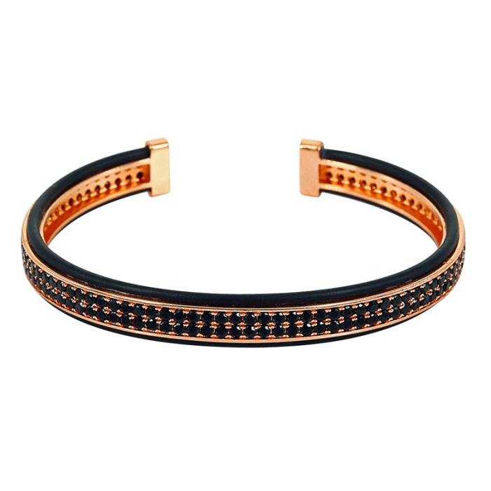Brooks Black Zircon Men Bangle ROSE GOLD [2]