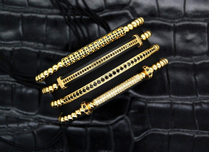 Brooks Luxury Set 4 Gold 14K Woman Bracelets [6]