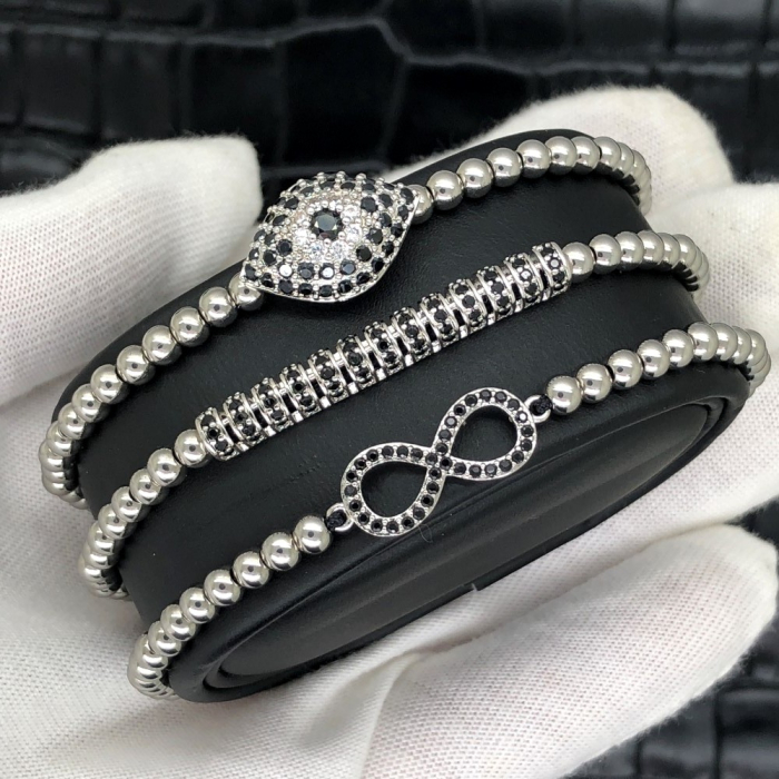 Brooks Luxury Set Silver Infinit Bracelets [3]