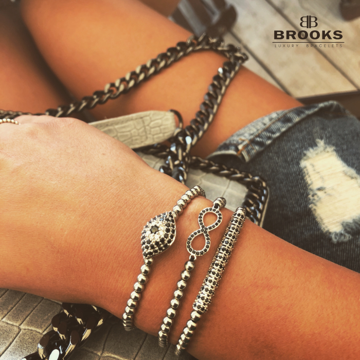 Brooks Luxury Set Silver Infinity Bracelets [2]