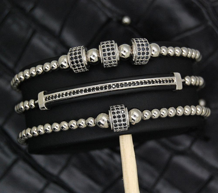 Brooks Set 3 Silver Zircon Bracelets [2]