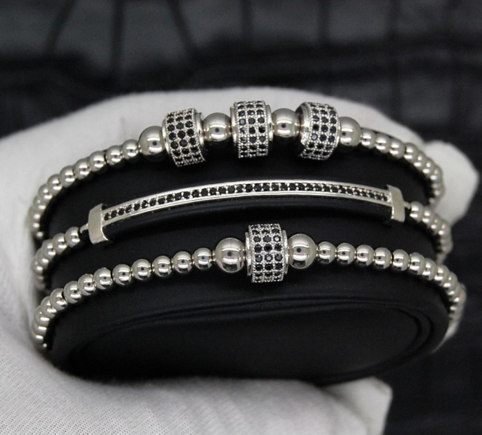 Brooks Set 3 Silver Zircon Bracelets [3]