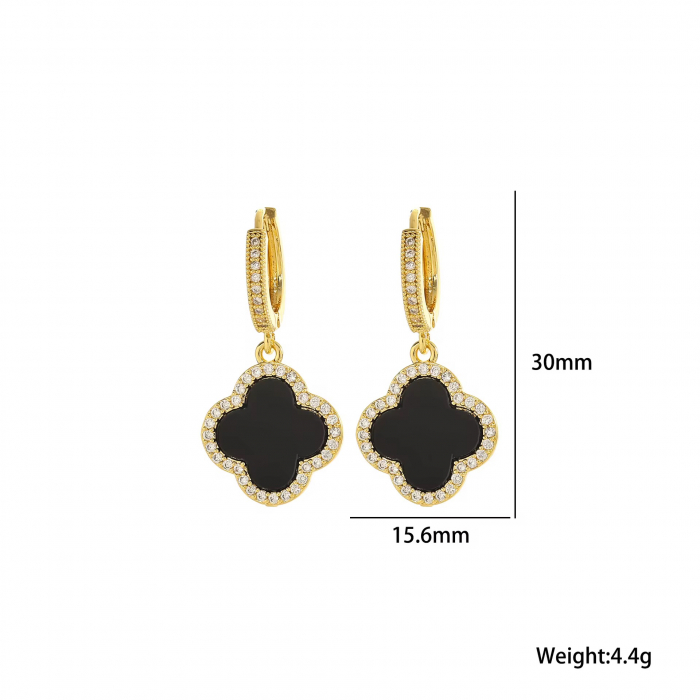 Cercei Dama Gold Black Alhambra [4]