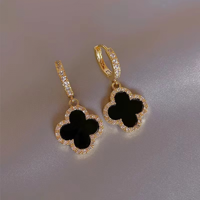 Cercei Dama Gold Black Alhambra [3]