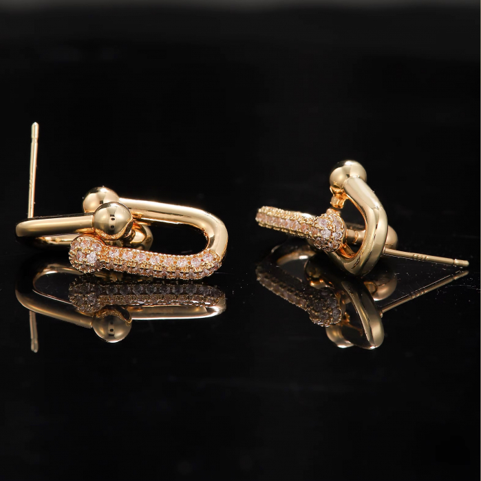 Cercei Dama Gold Diamond T-Design [3]