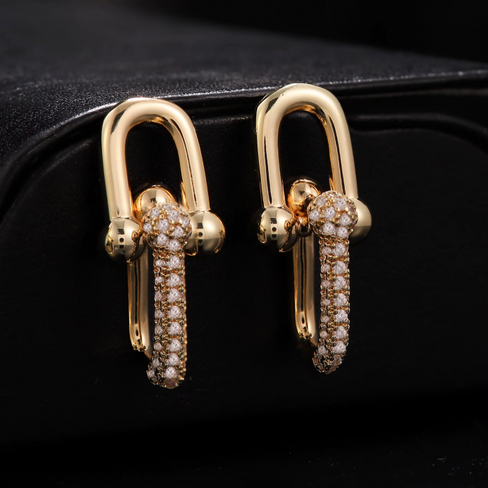 Cercei Dama Gold Diamond T-Design [2]
