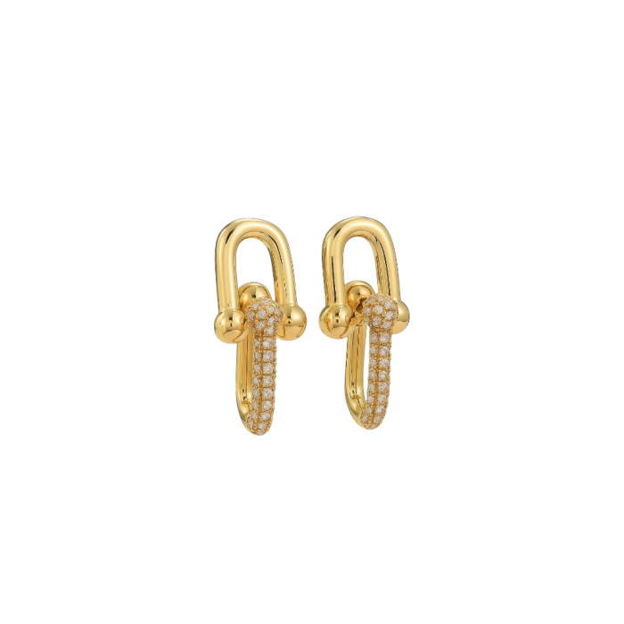 Cercei Dama Gold Diamond T-Design [1]