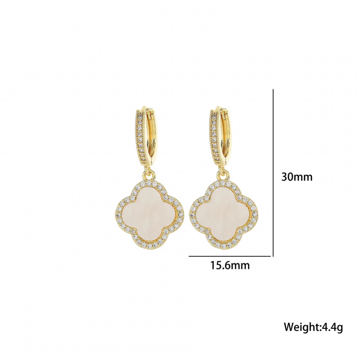 Cercei Dama Gold White Alhambra [2]