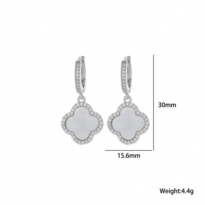 Cercei Dama Silver White Alhambra [2]