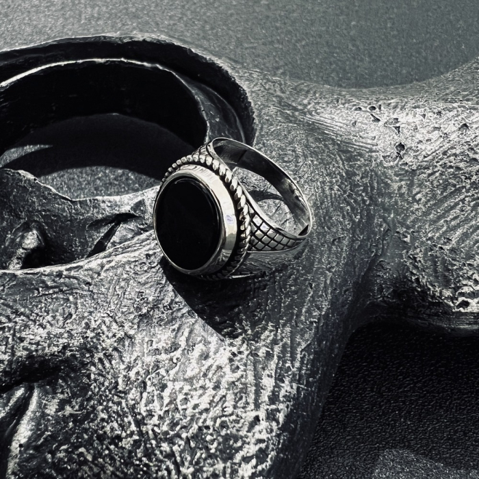 Inel Argint 925 Black Stone [3]