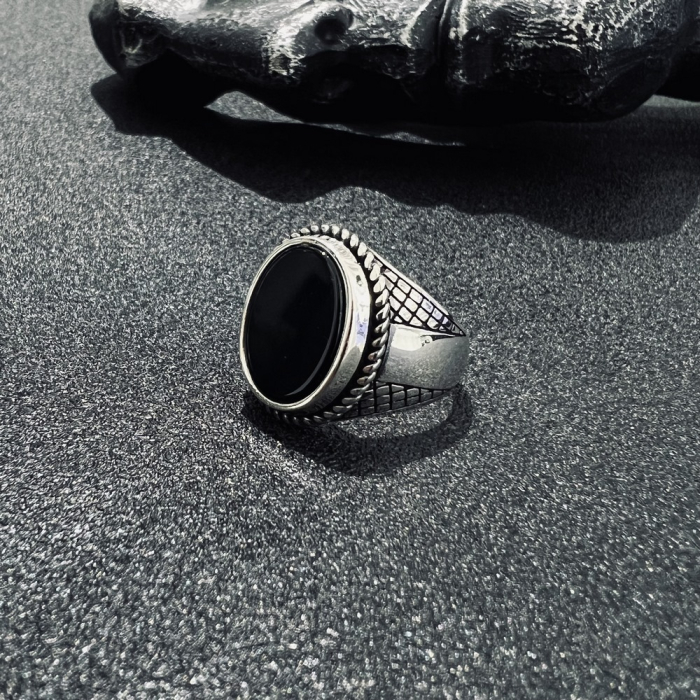 Inel Argint 925 Black Stone [2]