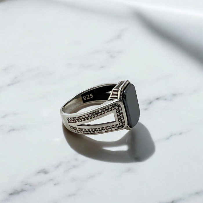 Inel Argint 925 Black Stone Classic [3]