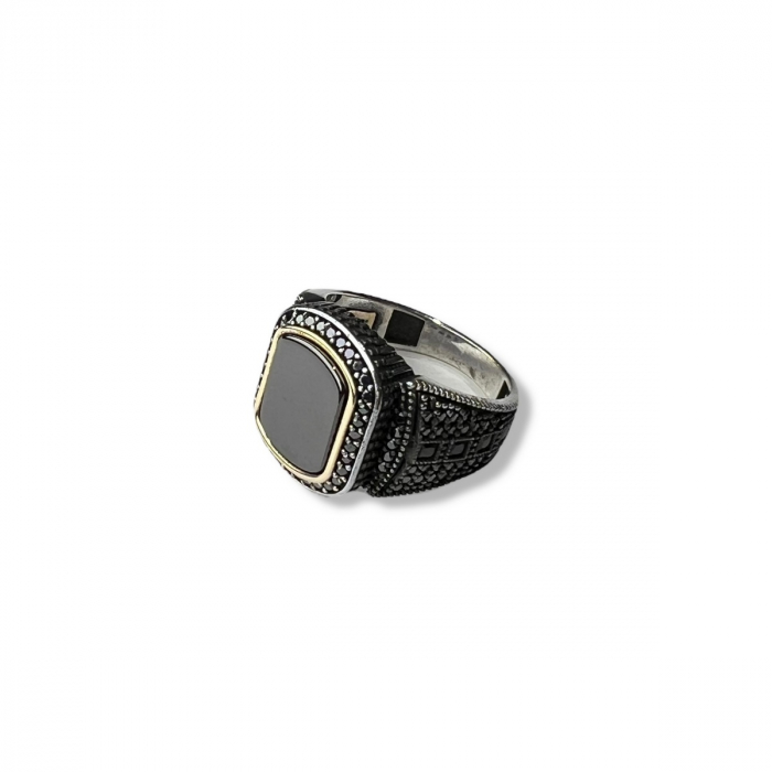 Inel Argint 925 Black Stone Full Zirconium [1]