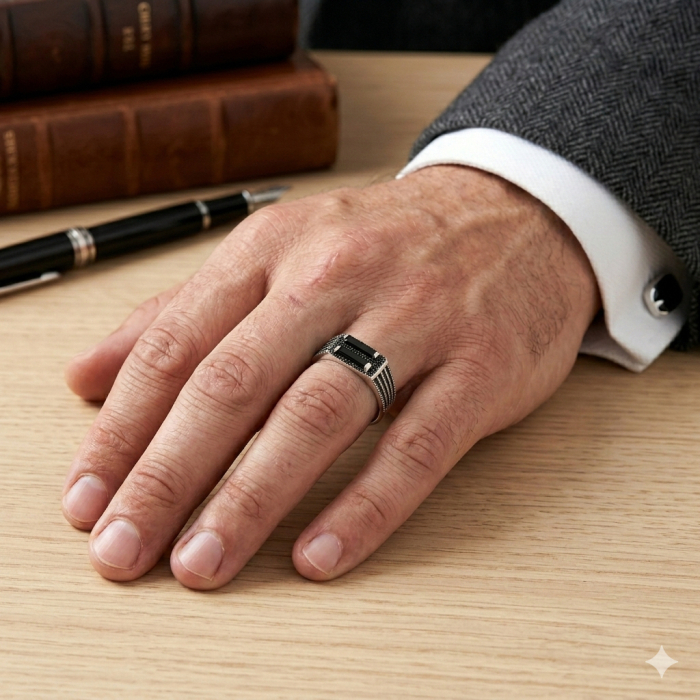 Inel Argint 925 Black Stones [2]