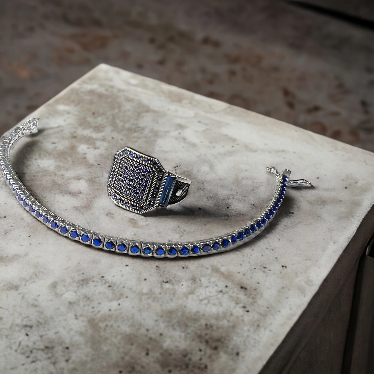 Inel Argint 925 Blue Diamonds [3]